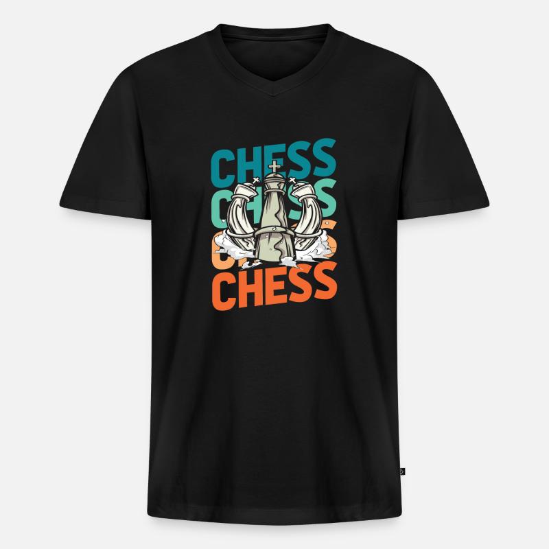 Schach - Männer Premium Bio T-Shirt mit V-Ausschnitt - Schwarz