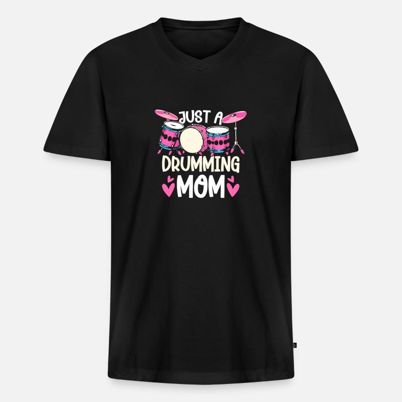 Schlagzeug Drummer Schlagzeuger Mutter - Männer Premium Bio T-Shirt mit V-Ausschnitt - Schwarz