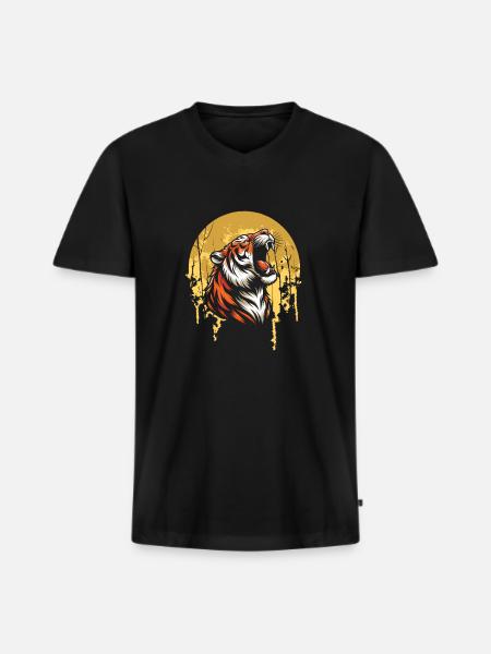 Tiger Moon Howling - Men's Premium Organic T-shirt with V-neck - black