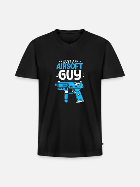 Airsoft Just An Airsoft Guy - Men's Premium Organic T-shirt with V-neck - black