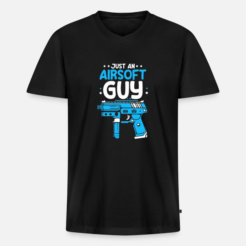 Airsoft Just An Airsoft Guy - Männer Premium Bio T-Shirt mit V-Ausschnitt - Schwarz