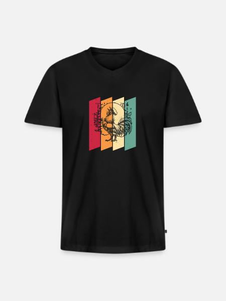Chicken Hen Moon Howling - Men's Premium Organic T-shirt with V-neck - black