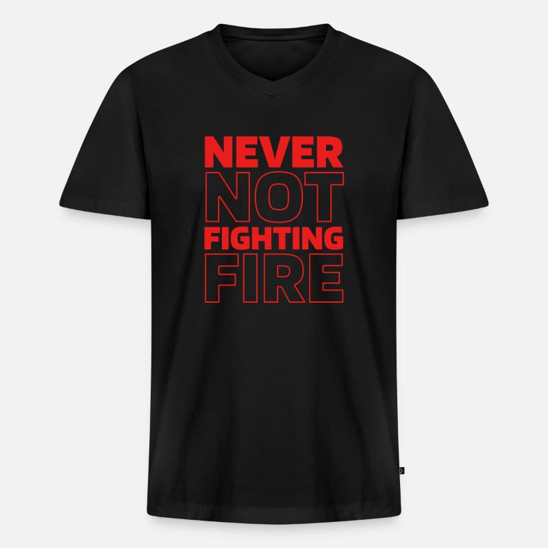 Feuerwehrmann - Männer Premium Bio T-Shirt mit V-Ausschnitt - Schwarz