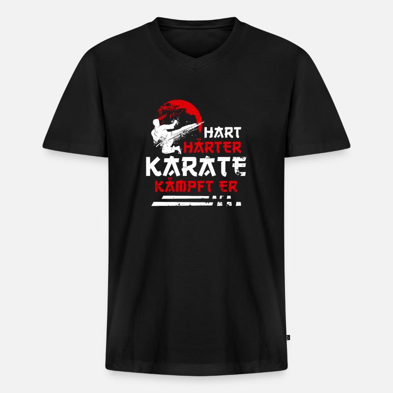 Karate - Männer Premium Bio T-Shirt mit V-Ausschnitt - Schwarz