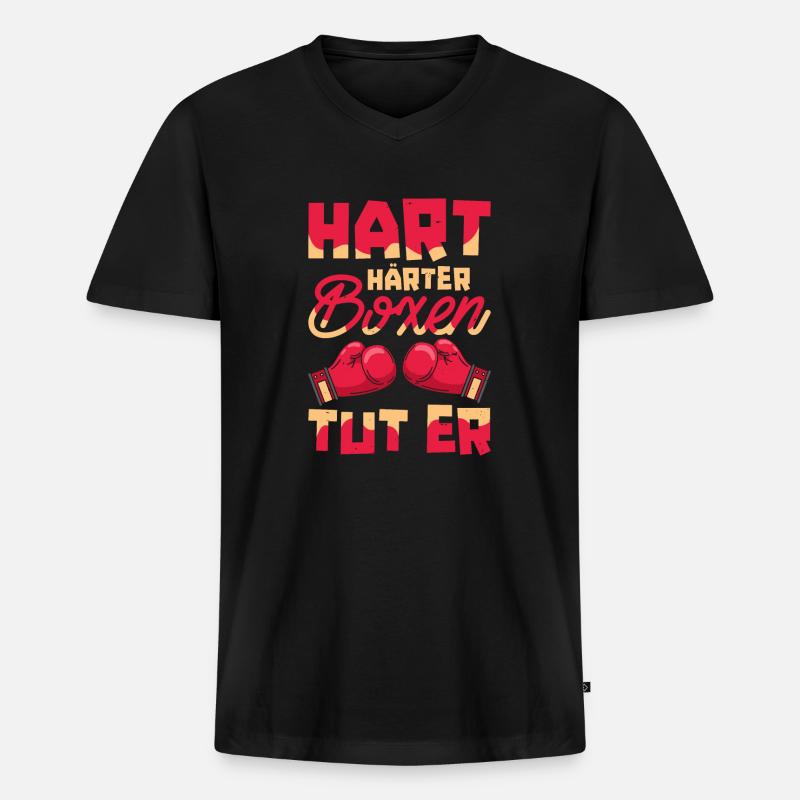 Boxen Boxer - Männer Premium Bio T-Shirt mit V-Ausschnitt - Schwarz