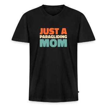 Paragleiter Paragleiten Just A Paragliding Mom - Männer Premium Bio T-Shirt mit V-Ausschnitt - Schwarz - Vorne - Nico (187cm)