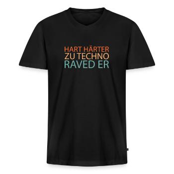 Techno Raver - T-shirt encolure en V Premium bio Homme - noir - Devant - Nico (187cm)