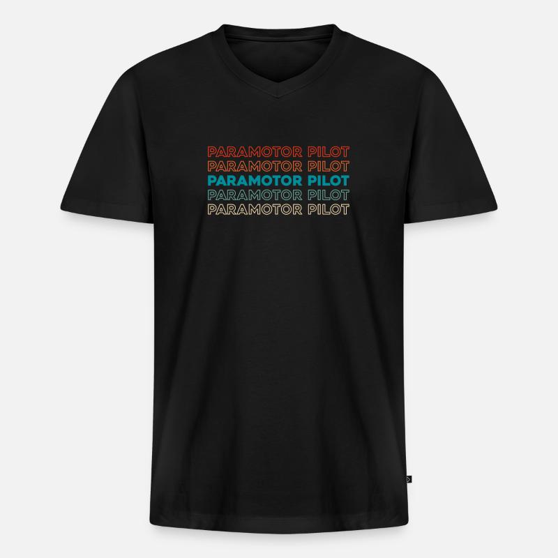 Paramotor Gleitschirmfliegen - Männer Premium Bio T-Shirt mit V-Ausschnitt - Schwarz