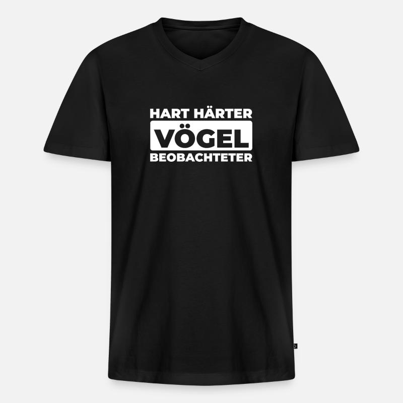 Vogelbeobachter - Männer Premium Bio T-Shirt mit V-Ausschnitt - Schwarz