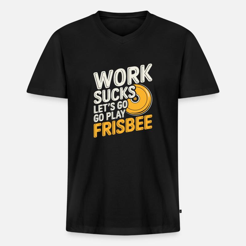 Frisbee - Männer Premium Bio T-Shirt mit V-Ausschnitt - Schwarz
