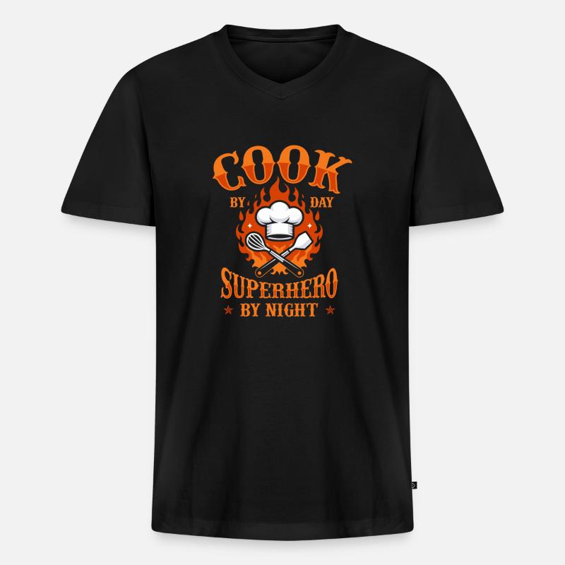 Koch Kochen - Männer Premium Bio T-Shirt mit V-Ausschnitt - Schwarz