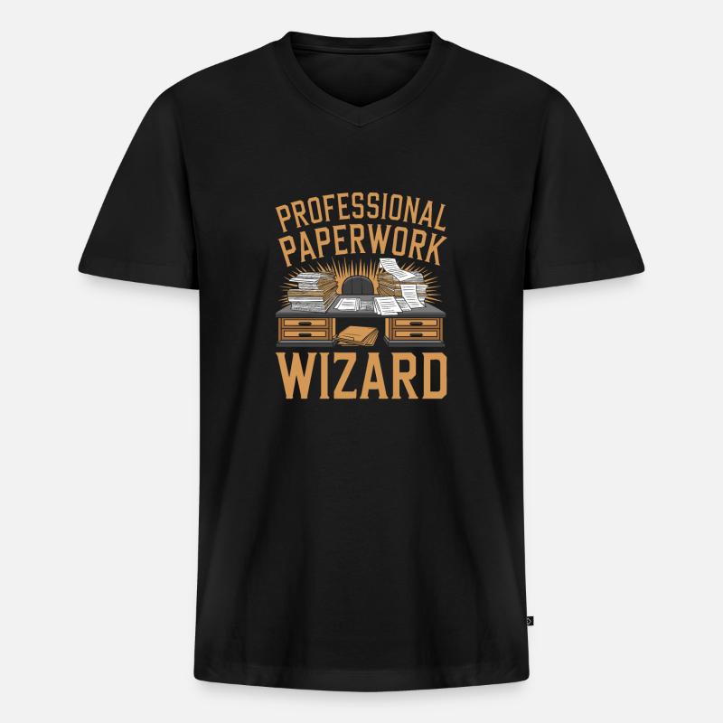 Bürokrat - Männer Premium Bio T-Shirt mit V-Ausschnitt - Schwarz