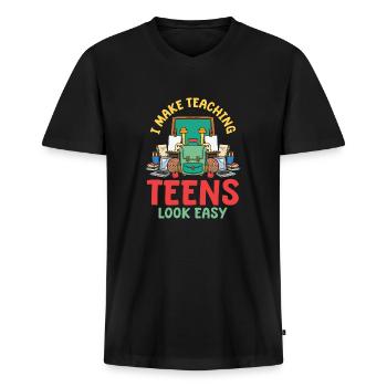 High school teacher - Men's Premium Organic T-shirt with V-neck - black - Front - Nico (187cm)