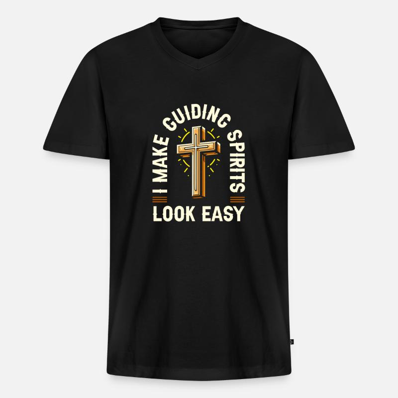 Geistliche - Männer Premium Bio T-Shirt mit V-Ausschnitt - Schwarz