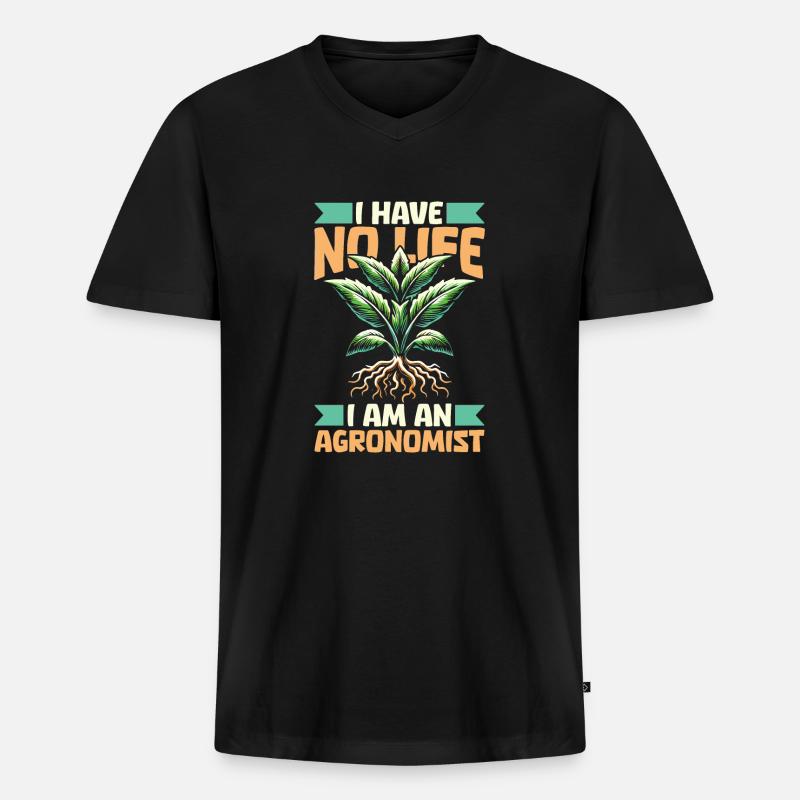 Agronom - Männer Premium Bio T-Shirt mit V-Ausschnitt - Schwarz