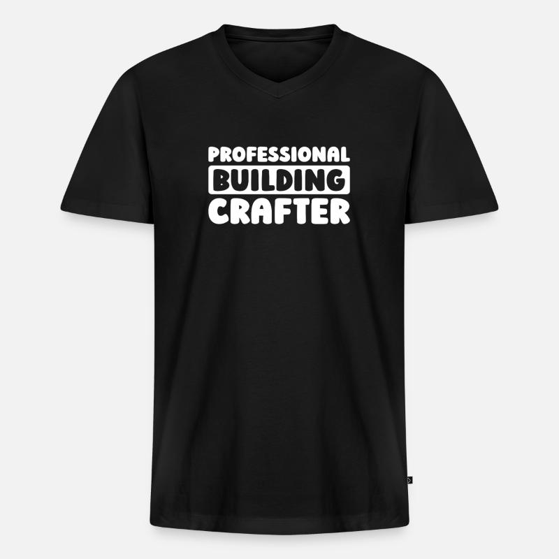 Bauarbeiter - Männer Premium Bio T-Shirt mit V-Ausschnitt - Schwarz