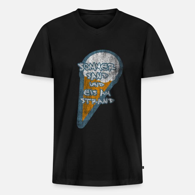 EIS AM STRAND SOMMER - Männer Premium Bio T-Shirt mit V-Ausschnitt - Schwarz