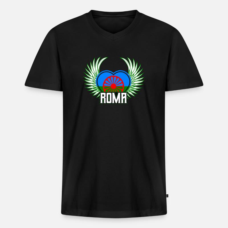 Roma - Männer Premium Bio T-Shirt mit V-Ausschnitt - Schwarz