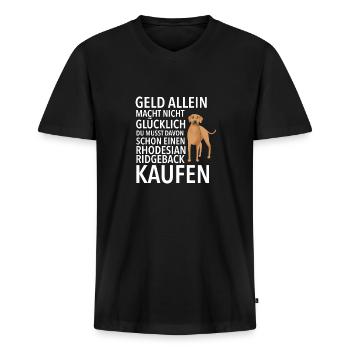 Rhodesian Ridgeback Glücklich Rhodesian Ridgeback - Männer Premium Bio T-Shirt mit V-Ausschnitt - Schwarz - Vorne - Nico (187cm)