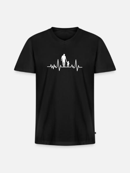 Giv far søn og datter, far og datter - Premium økologisk T-shirt med V-hals til mænd - sort