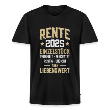 RENTNER RUHESTAND RENTE 2025 - Männer Premium Bio T-Shirt mit V-Ausschnitt - Schwarz - Vorne - Nico (187cm)