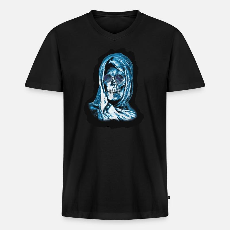 Sensenmann Kopf - Männer Premium Bio T-Shirt mit V-Ausschnitt - Schwarz