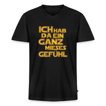 Film Zitat Ich hab da ein ganz mieses Gefühl - Männer Premium Bio T-Shirt mit V-Ausschnitt - Schwarz - Vorne - Nico (187cm)