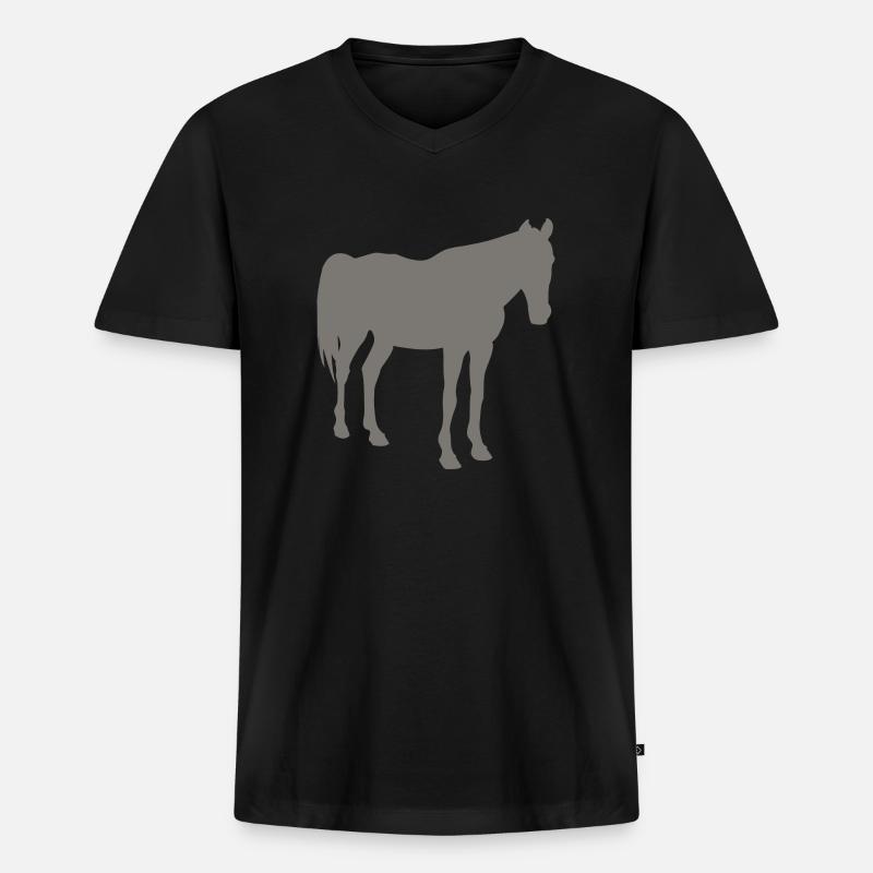 Pferd - Männer Premium Bio T-Shirt mit V-Ausschnitt - Schwarz