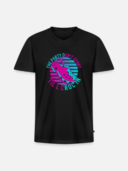 Komfort kærlighed til crocs træsko sko gaveide - Premium økologisk T-shirt med V-hals til mænd - sort