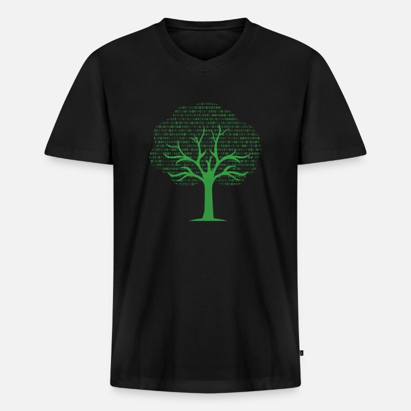 Binary Tree... Programmeurs & Nerd - T-shirt encolure en V Premium bio Homme - noir