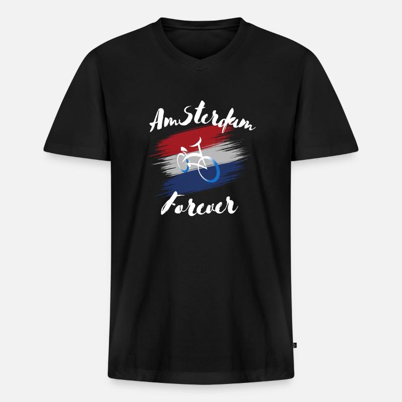 Amsterdam Forever - Männer Premium Bio T-Shirt mit V-Ausschnitt - Schwarz