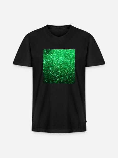 Sparkling Green Glitter - Men's Premium Organic T-shirt with V-neck - black