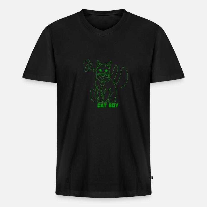 Katzenjunge - Männer Premium Bio T-Shirt mit V-Ausschnitt - Schwarz