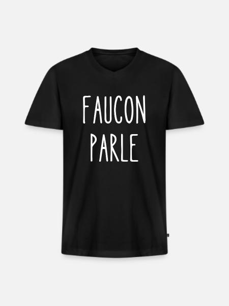faucon parle - T-shirt encolure en V Premium bio Homme - noir