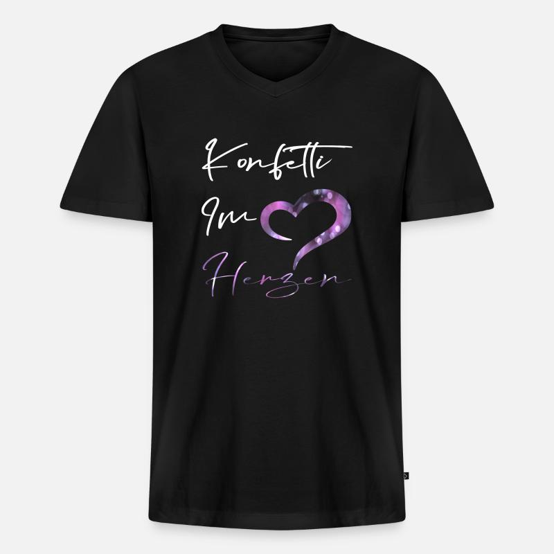 Konfetti im Herzen.. - Männer Premium Bio T-Shirt mit V-Ausschnitt - Schwarz