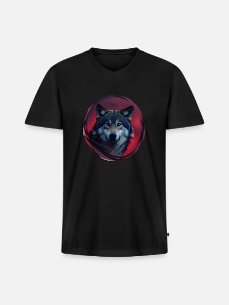 wolf - Men's Premium Organic T-shirt with V-neck - black