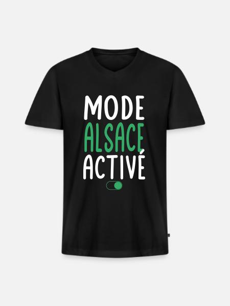 Mode Alsace Activé - Idée Cadeau - T-shirt encolure en V Premium bio Homme - noir