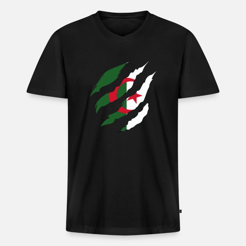 Algerische Flagge - Algerische Geschenkidee - Männer Premium Bio T-Shirt mit V-Ausschnitt - Schwarz