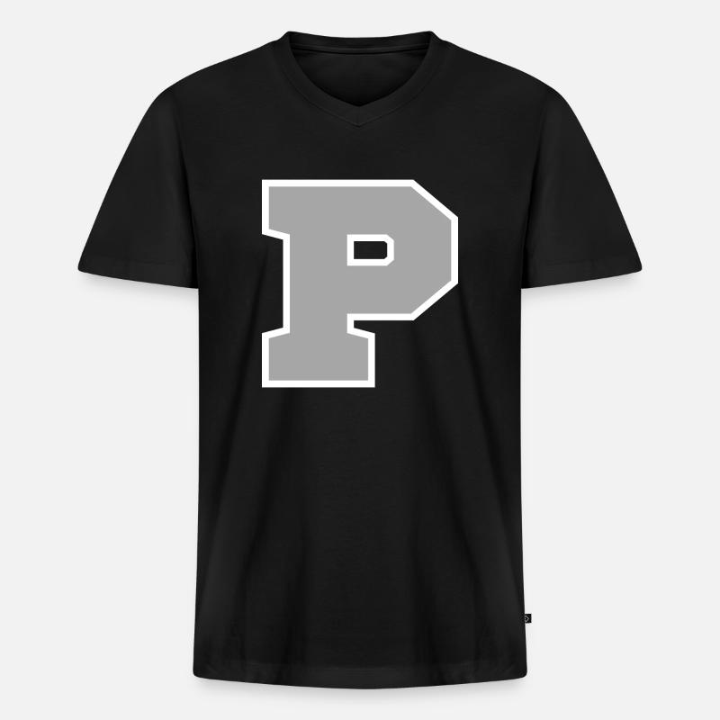 Buchstabe p sport - Männer Premium Bio T-Shirt mit V-Ausschnitt - Schwarz