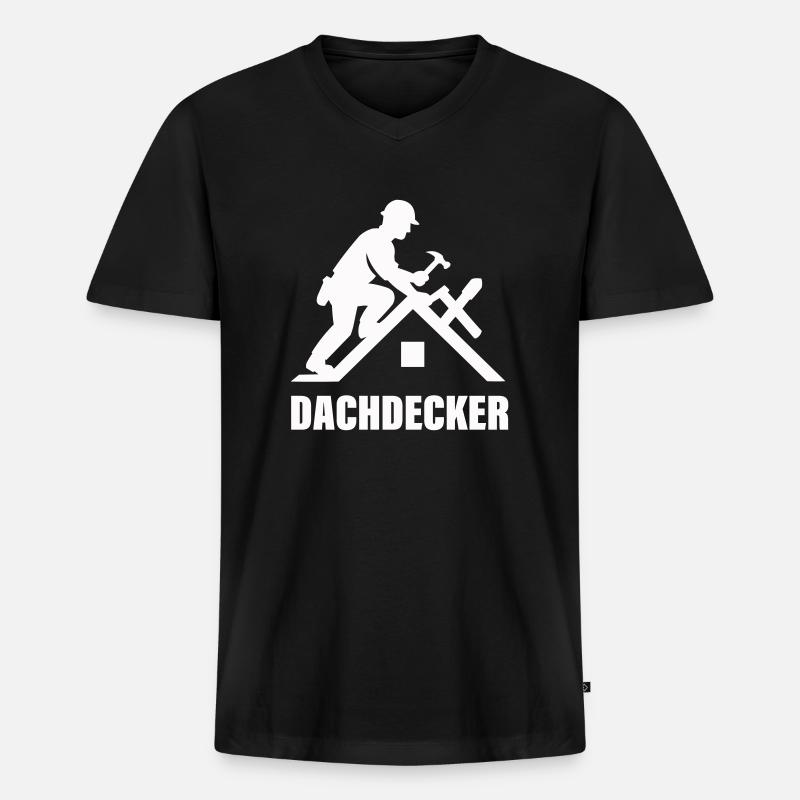 dachdecker - Männer Premium Bio T-Shirt mit V-Ausschnitt - Schwarz