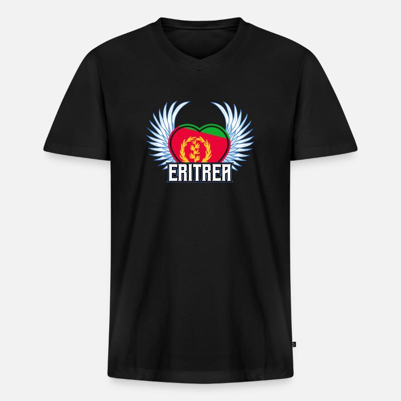 Eritrea - Männer Premium Bio T-Shirt mit V-Ausschnitt - Schwarz