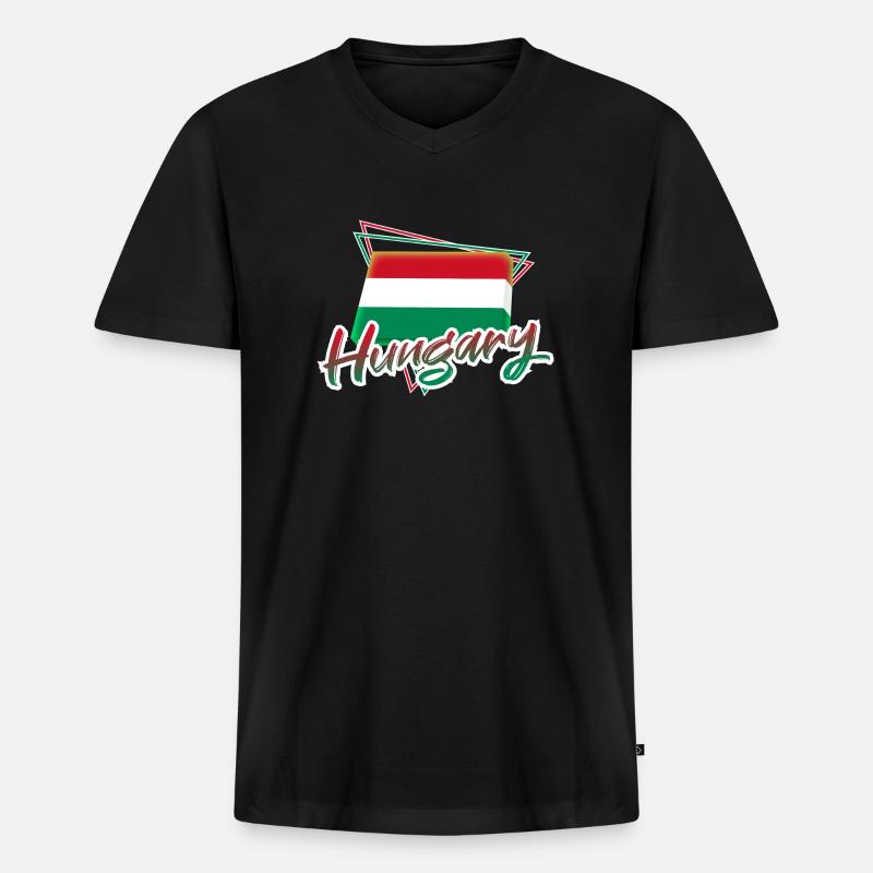 Ungarn - Männer Premium Bio T-Shirt mit V-Ausschnitt - Schwarz