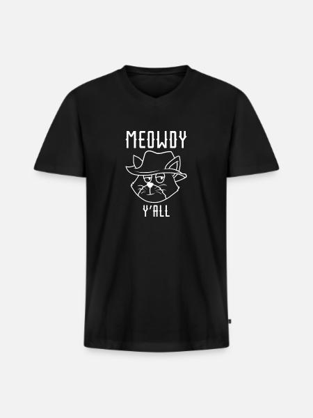 Meowdy Y'all - Männer Premium Bio T-Shirt mit V-Ausschnitt - Schwarz