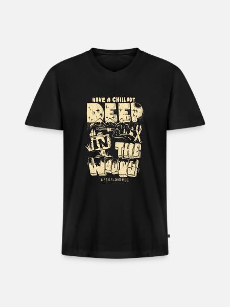 Deep in the woods - Männer Premium Bio T-Shirt mit V-Ausschnitt - Schwarz