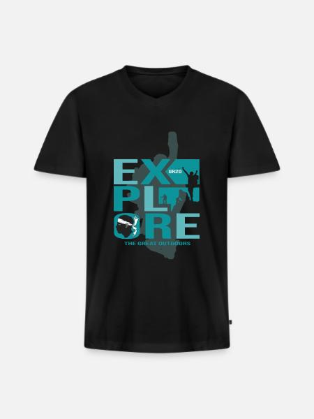 Vandreture GR20 Korsika GR 20 gr20 vandrer - Premium økologisk T-shirt med V-hals til mænd - sort