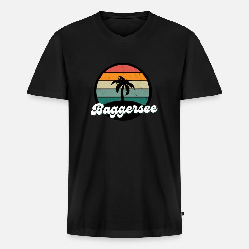 Baggersee Insel Urlaub Freizeit - Männer Premium Bio T-Shirt mit V-Ausschnitt - Schwarz