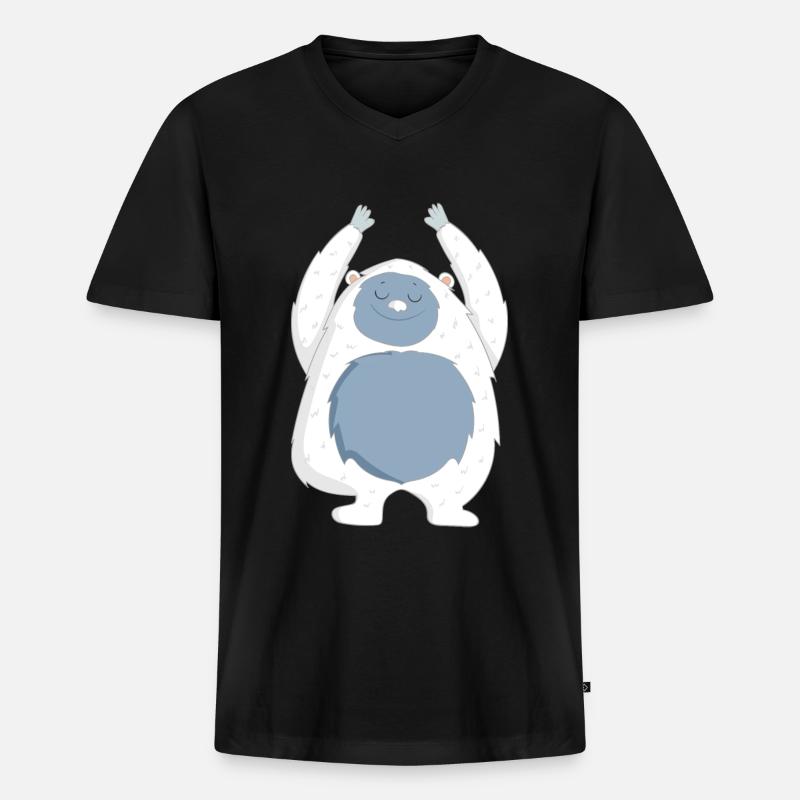 Yeti - Männer Premium Bio T-Shirt mit V-Ausschnitt - Schwarz