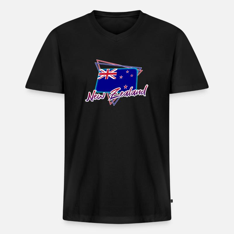 Neuseeland - Männer Premium Bio T-Shirt mit V-Ausschnitt - Schwarz