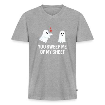 Tu me balaies de mon drap - T-shirt encolure en V Premium bio Homme - gris chiné - Devant