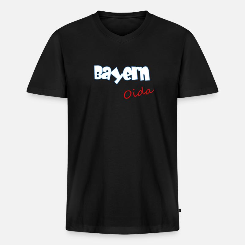Bayern Oida - Männer Premium Bio T-Shirt mit V-Ausschnitt - Schwarz